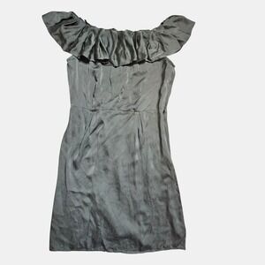Banana Republic Silk Pleated‎ Off the Shoulder Mini Dress 6P Chic Quiet Luxury